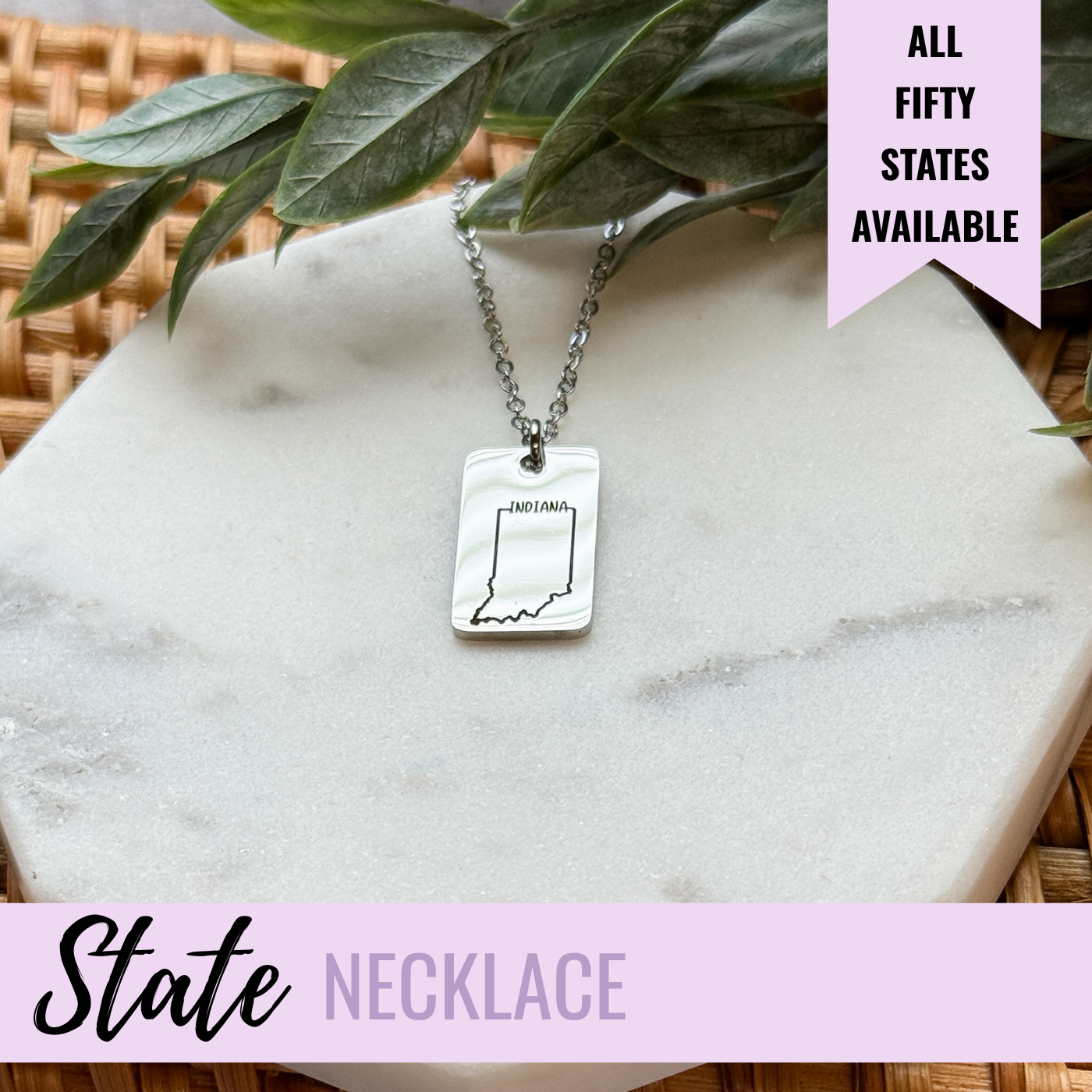 State Rectangle Necklace