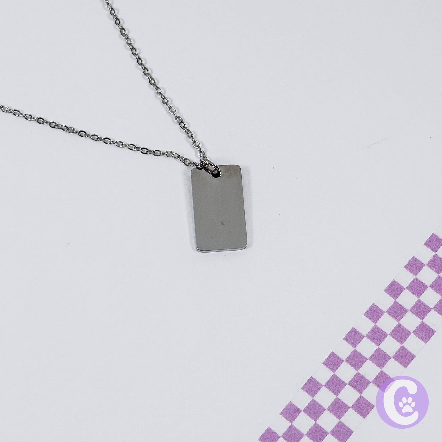 Pet Line Art Rectangle Necklace