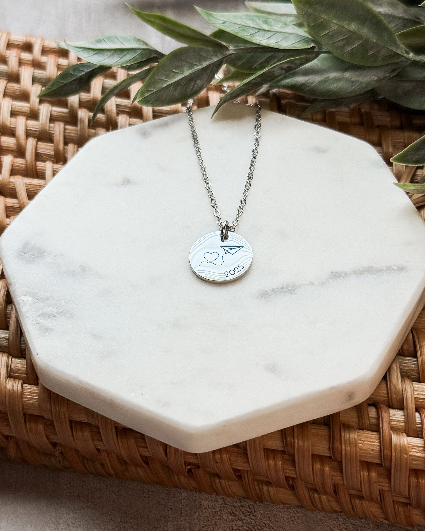 Paper Airplane Disc Necklace