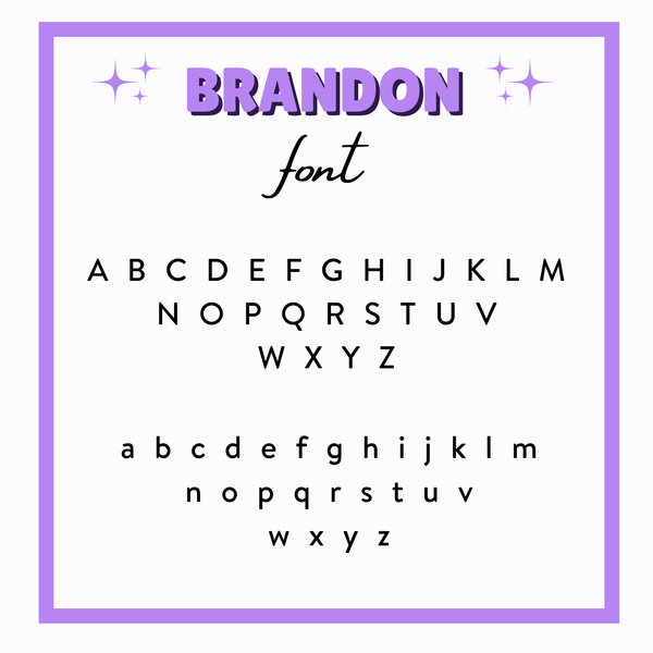 Display of the 'Brandon' font with letters and the word 'BRANDON' at the top.