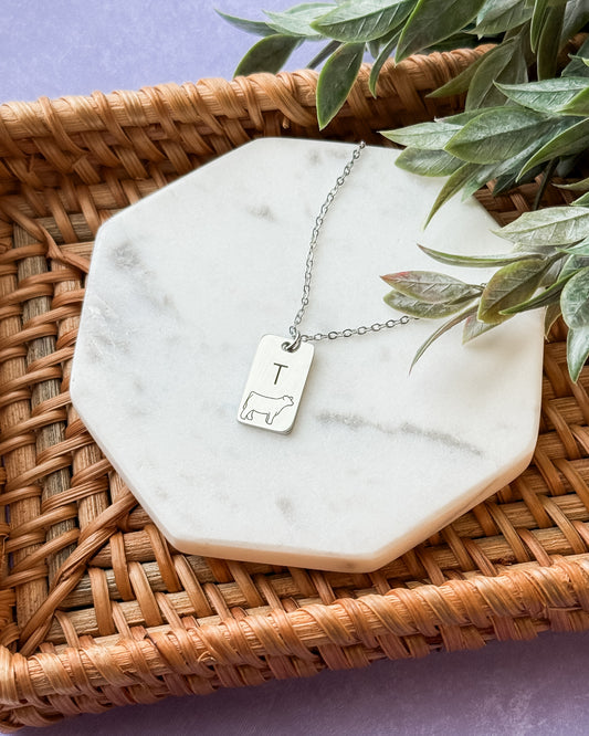 Livestock and Monogram Rectangle Necklace