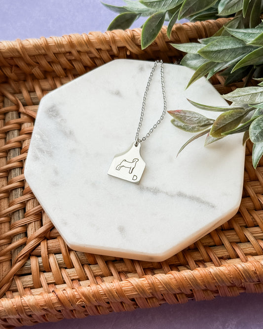 Livestock and Monogram Cow Tag Necklace