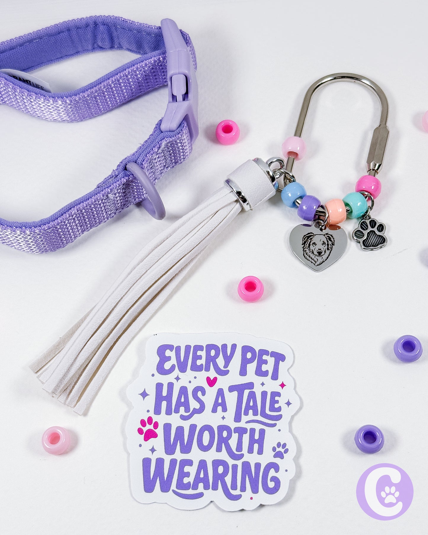 Silver Custom Pet Line Art Bag Charm