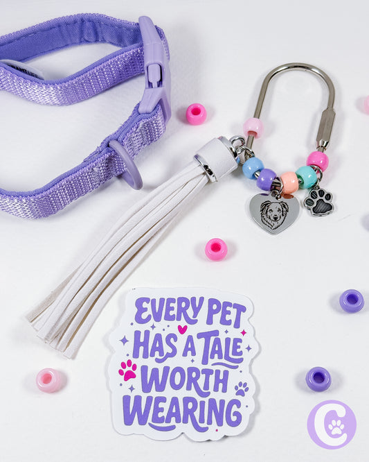 Silver Custom Pet Line Art Bag Charm
