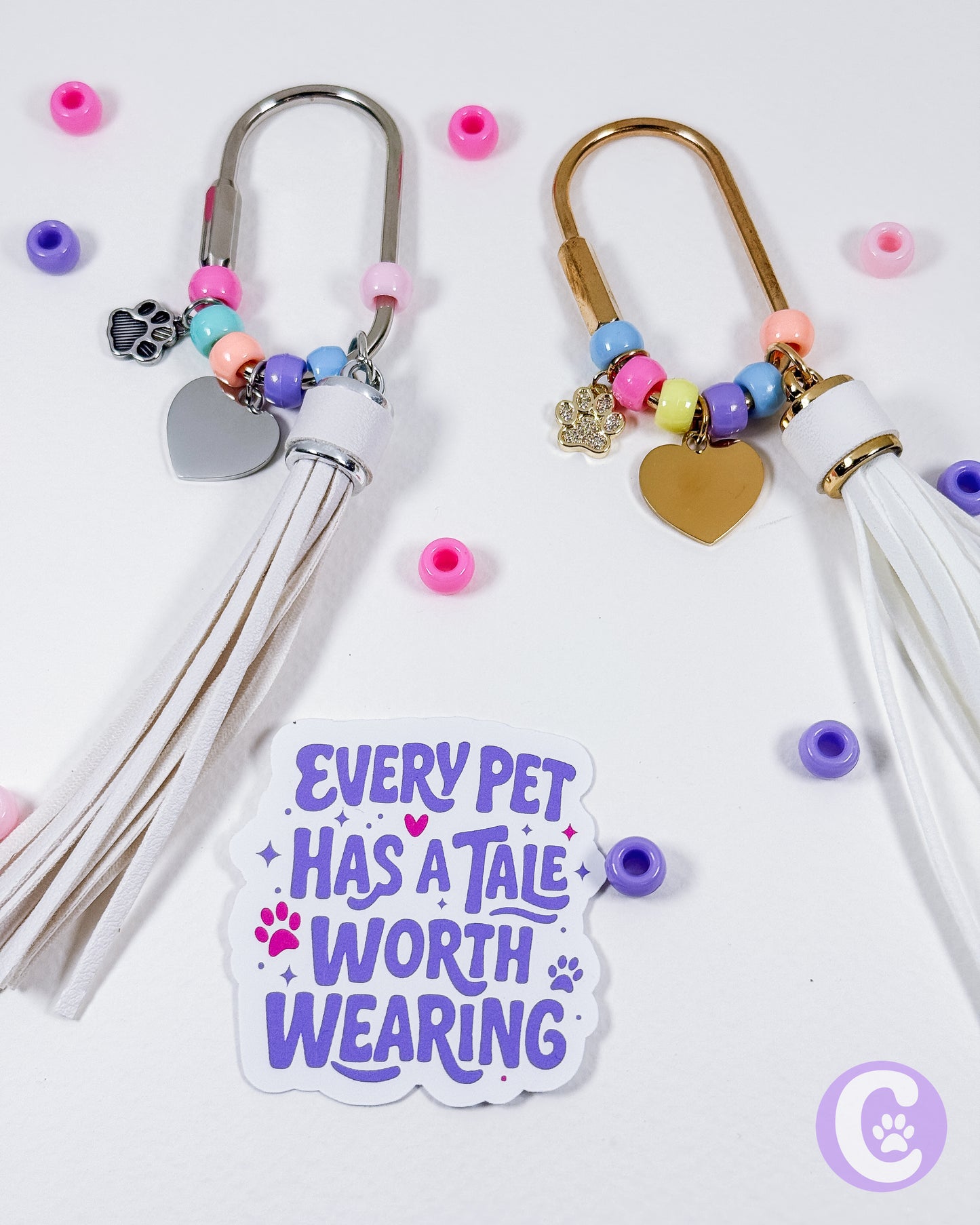 Silver Custom Pet Line Art Bag Charm