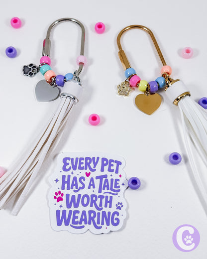 Silver Custom Pet Line Art Bag Charm