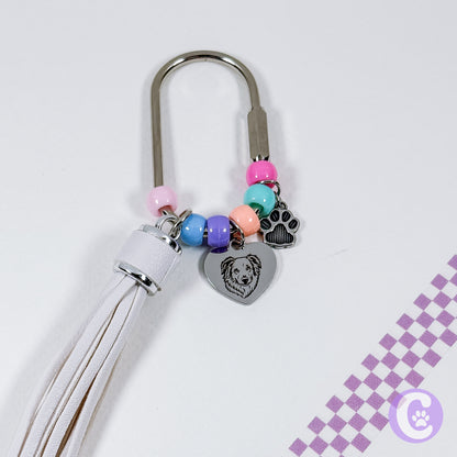 Silver Custom Pet Line Art Bag Charm