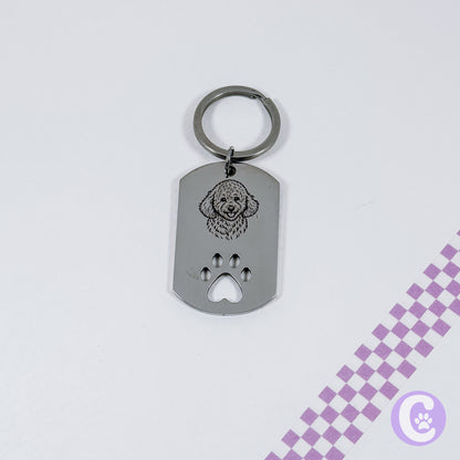 Custom Line Art Paw Print Tag Keychain