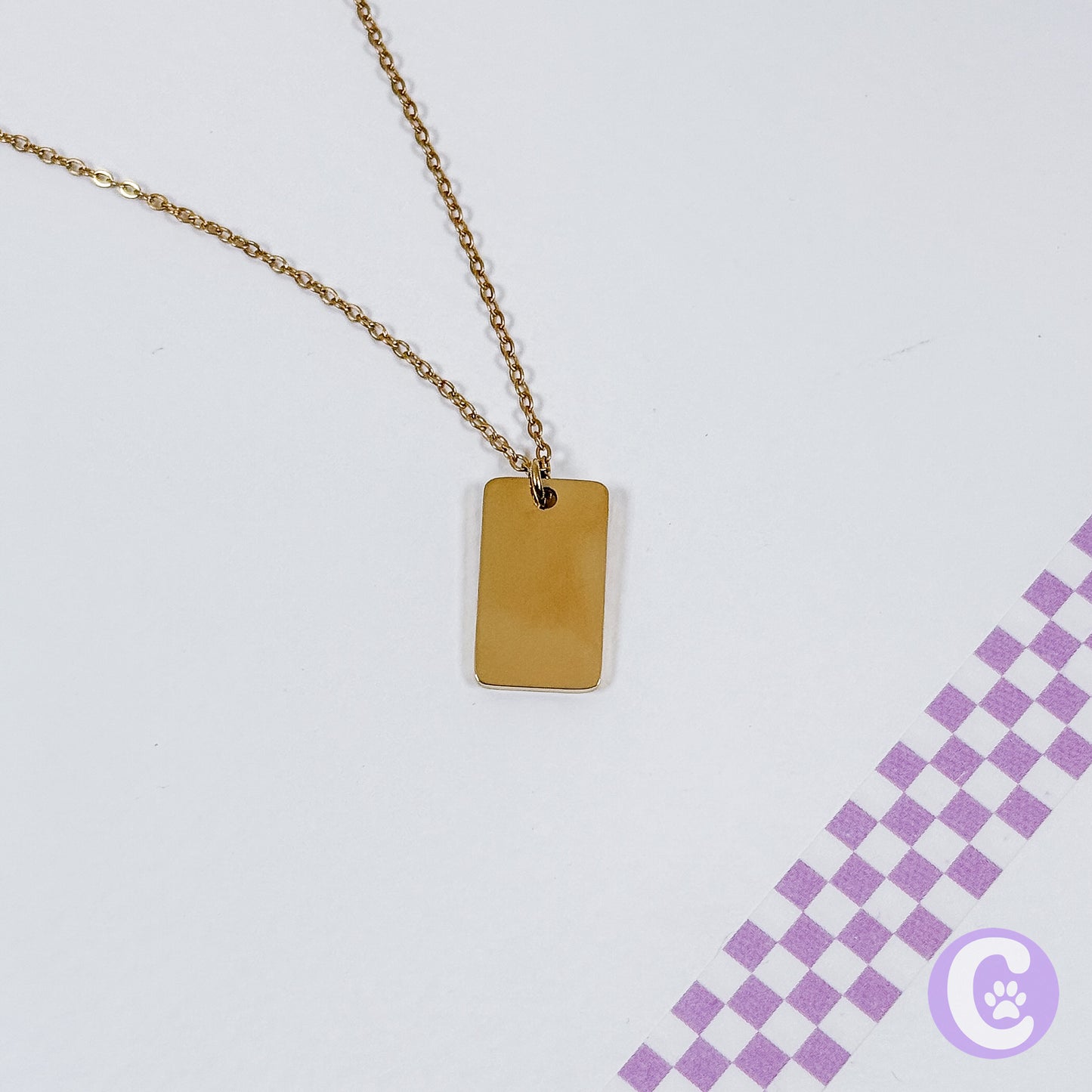 Pet Line Art Rectangle Necklace