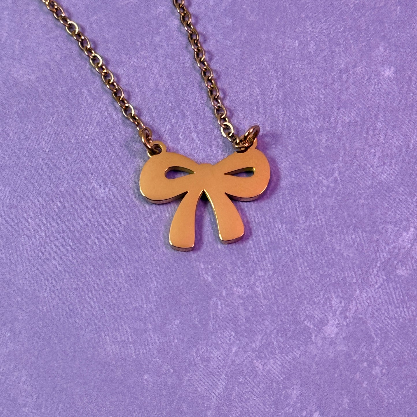 Bow Charm Necklace - Gold