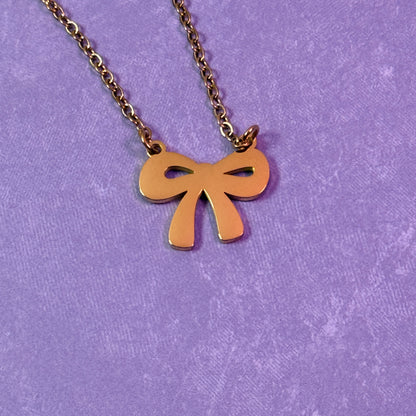 Bow Charm Necklace - Gold