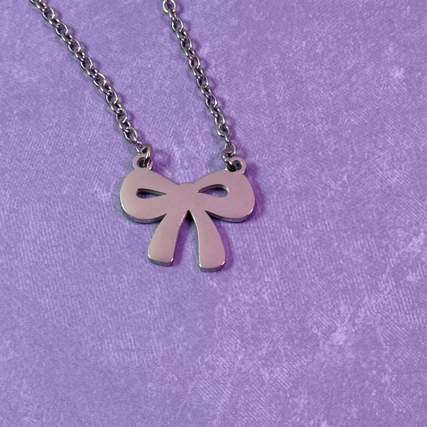 Bow Charm Necklace - Silver