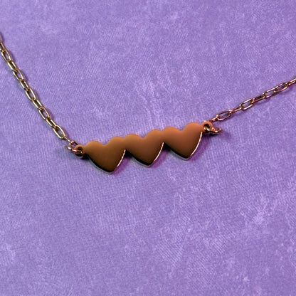 Three Heart Necklace - Gold