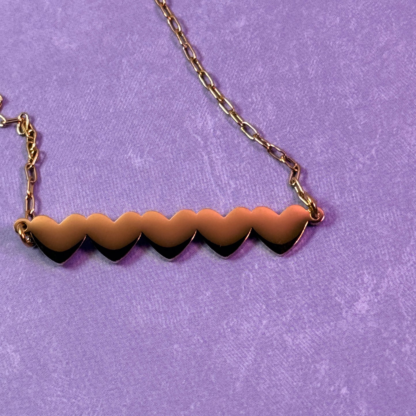 Five Heart Necklace - Gold