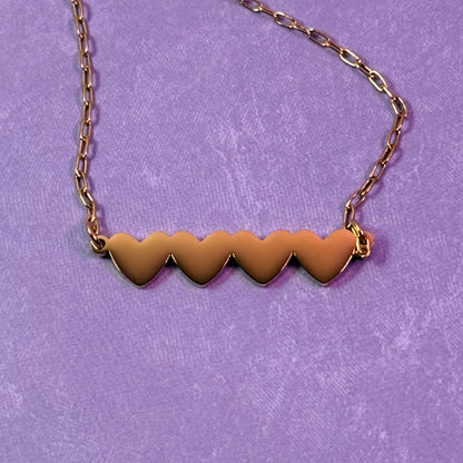 Four Heart Necklace - Gold