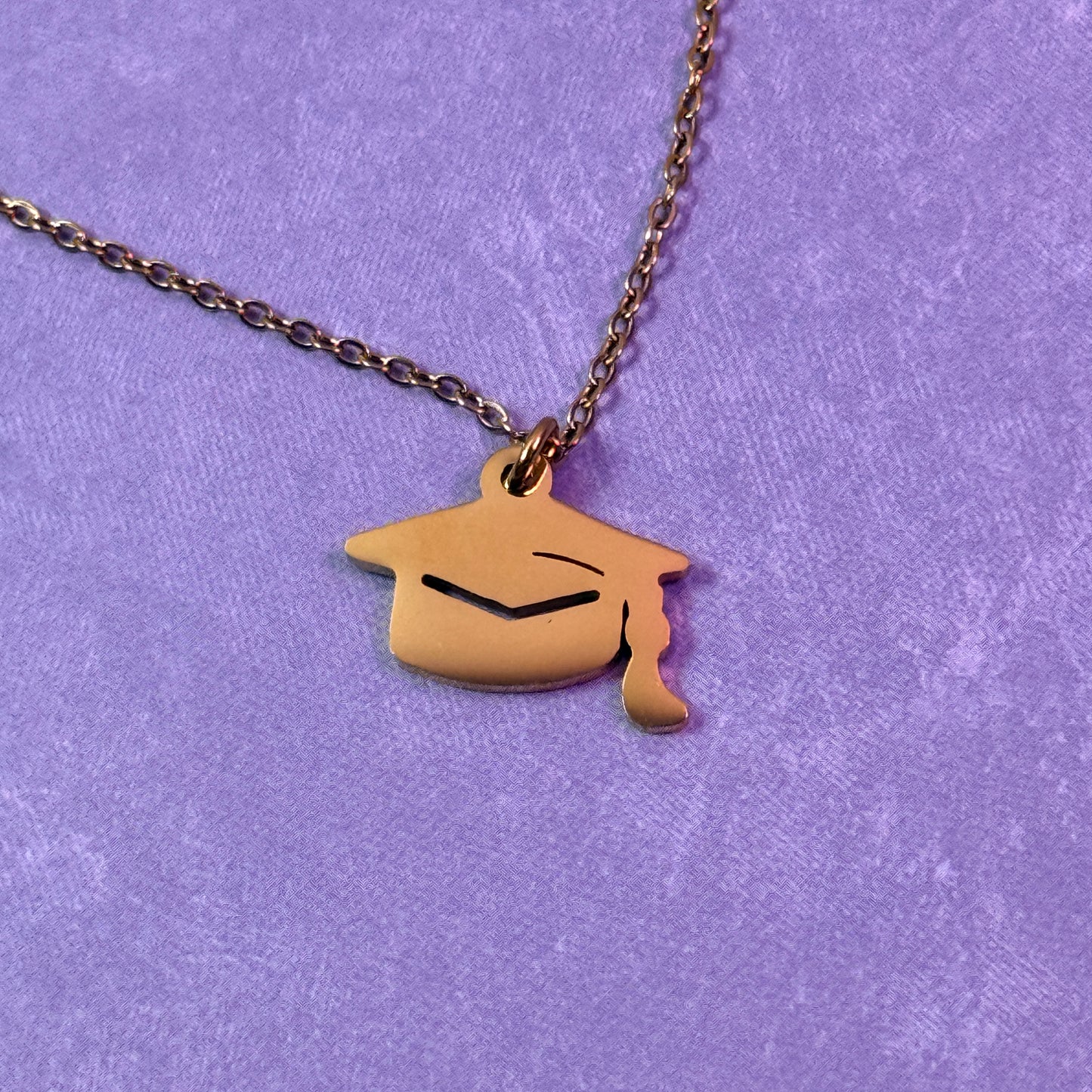 Graduation Cap Charm Necklace - Gold