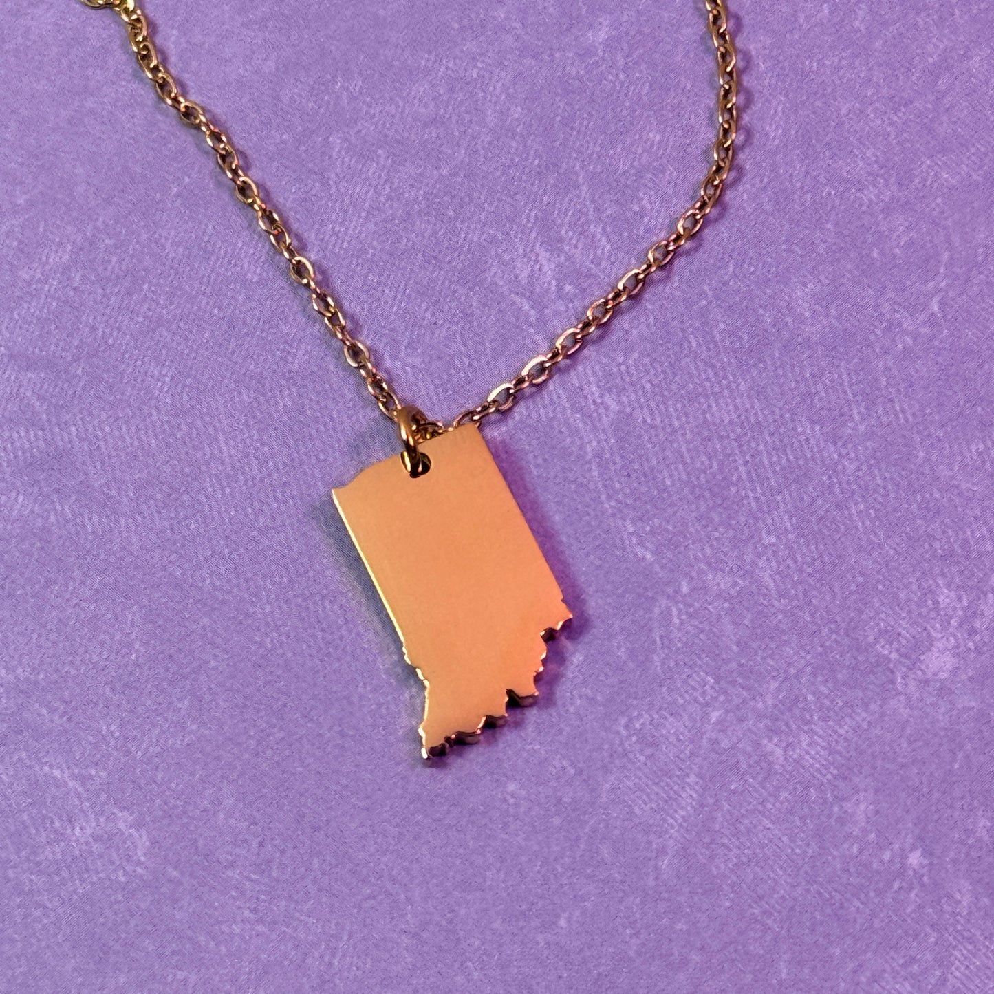 Indiana State Charm Necklace - Gold