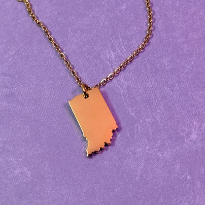 Indiana State Charm Necklace - Gold