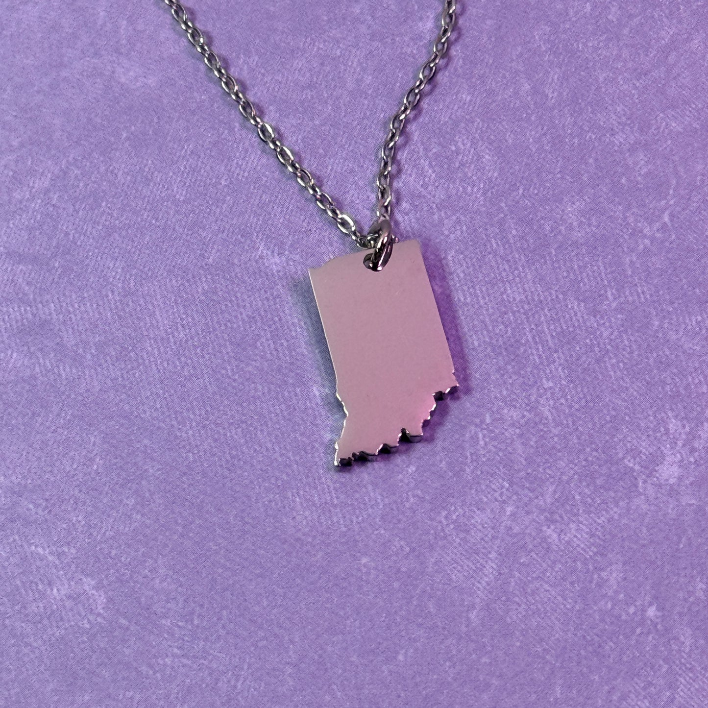 Indiana State Charm Necklace - Silver