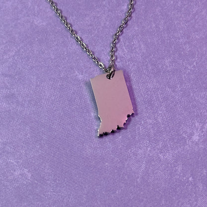 Indiana State Charm Necklace - Silver