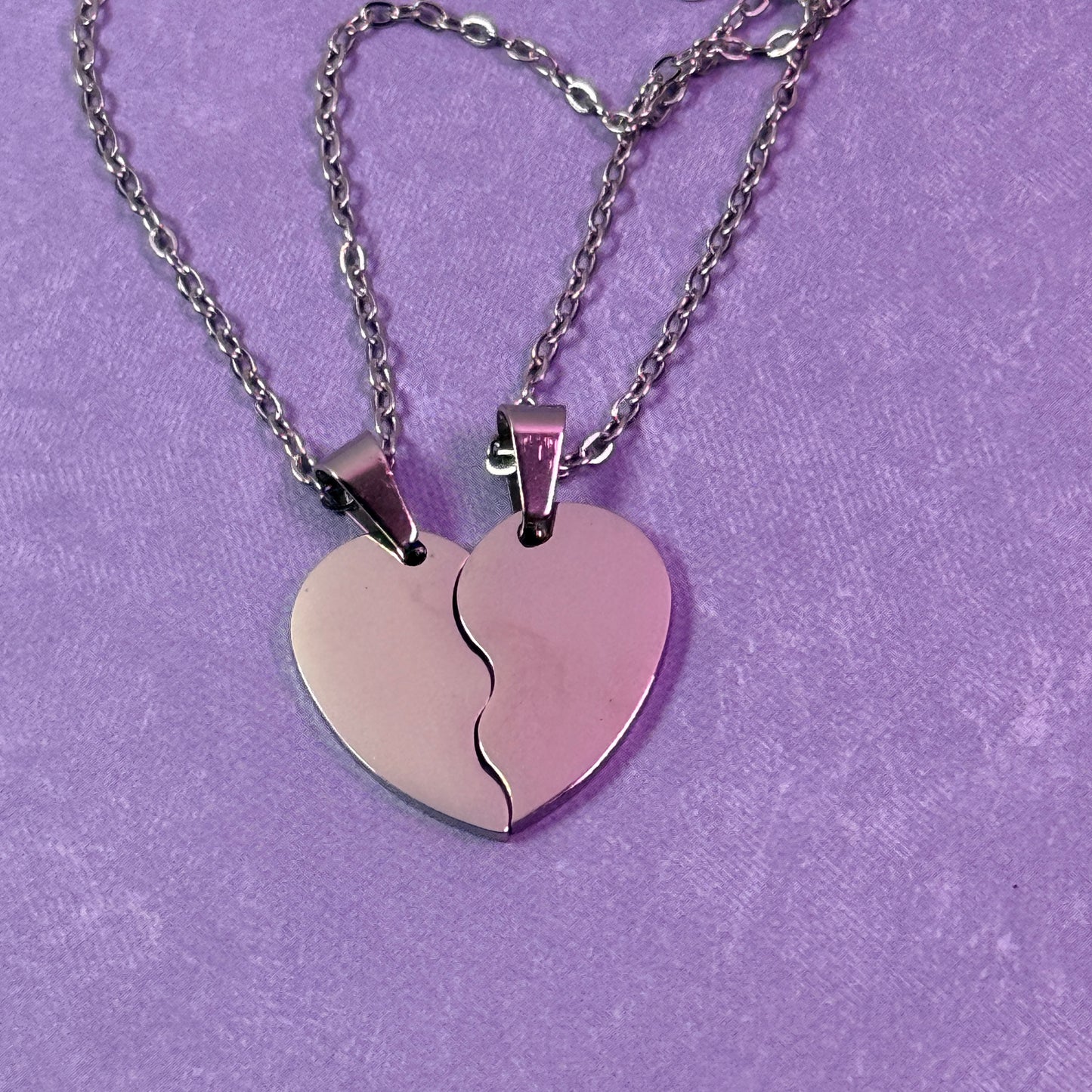 Shareable Heart Necklace Set - Silver