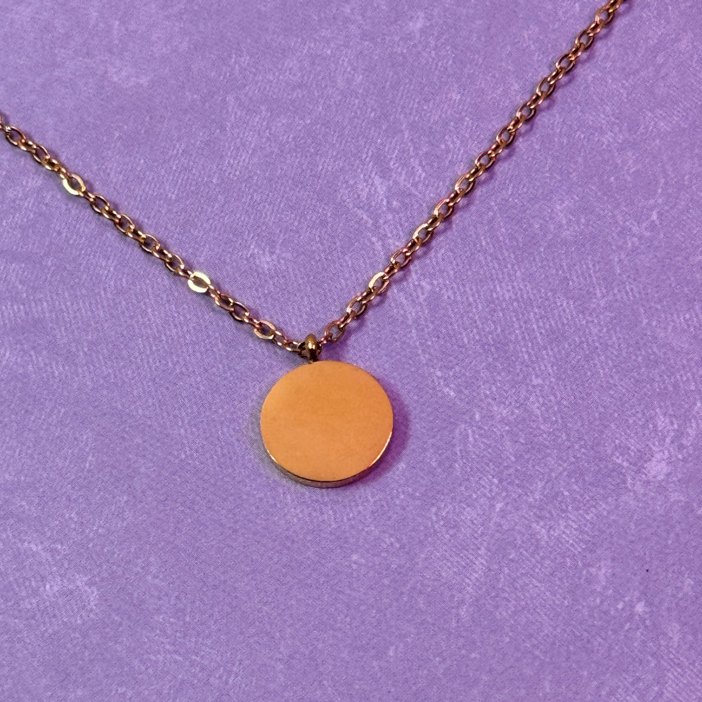 Round Disc Pendant Necklace - Gold (Blank)