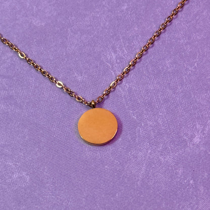 Round Disc Pendant Necklace - Gold (Blank)