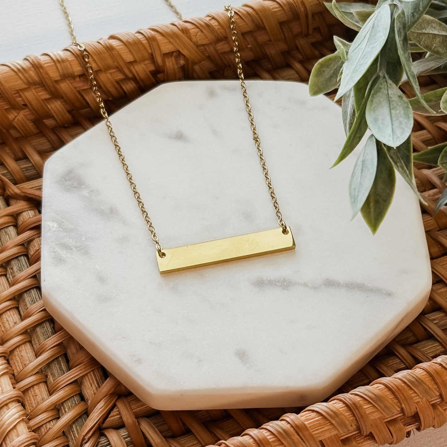 Personalized Message Horizontal Bar Necklace