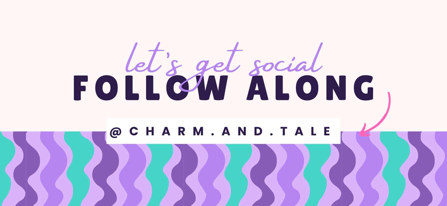 Call to action for social media engagement with wavy pattern and text on a white background