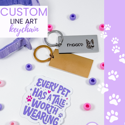 Custom Line Art Rectangle Keychain