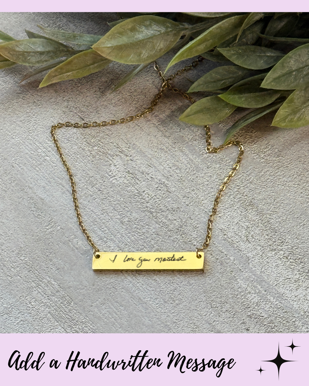 Custom Handwriting Horizontal Bar Necklace