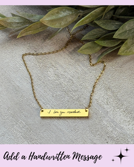 Custom Handwriting Horizontal Bar Necklace