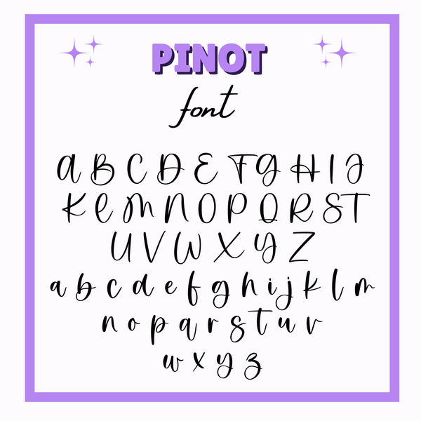 Display of 'PINOT' font with letters on a white background