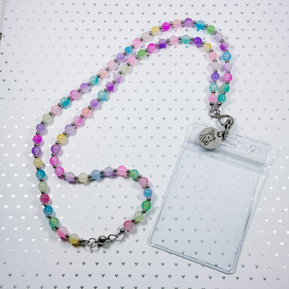 Glass Bead Pet Line Art Lanyard