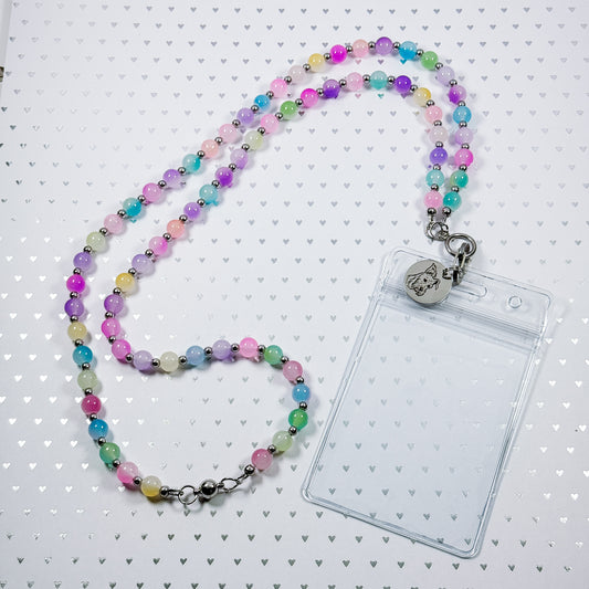 Glass Bead Pet Line Art Lanyard