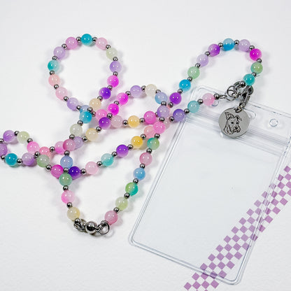 Glass Bead Pet Line Art Lanyard
