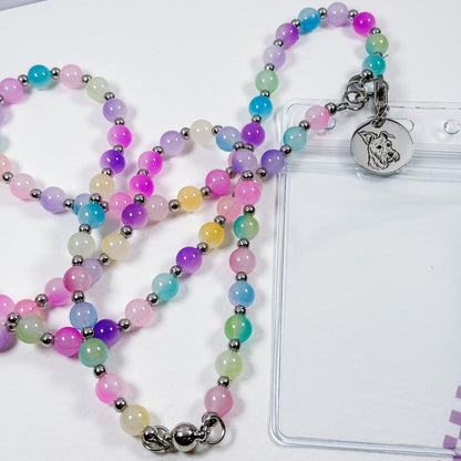 Glass Bead Pet Line Art Lanyard