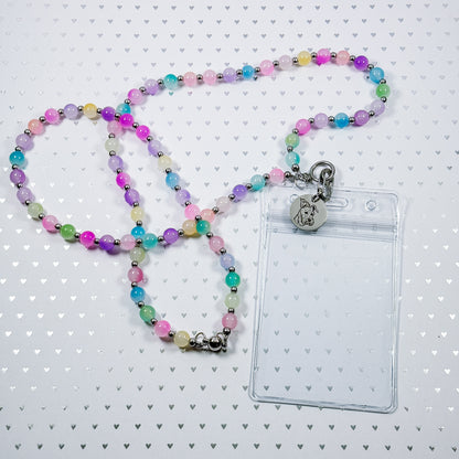 Glass Bead Pet Line Art Lanyard
