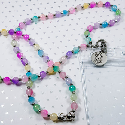 Glass Bead Pet Line Art Lanyard