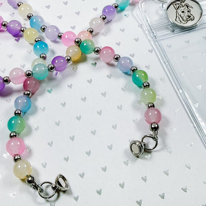 Glass Bead Pet Line Art Lanyard