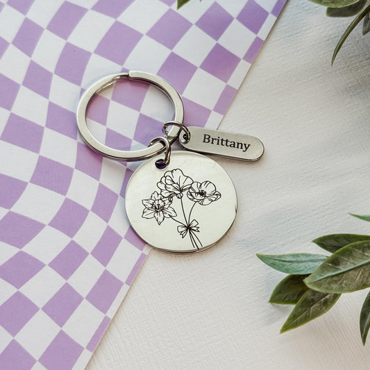 Birth Flower Bouquet  Keychain