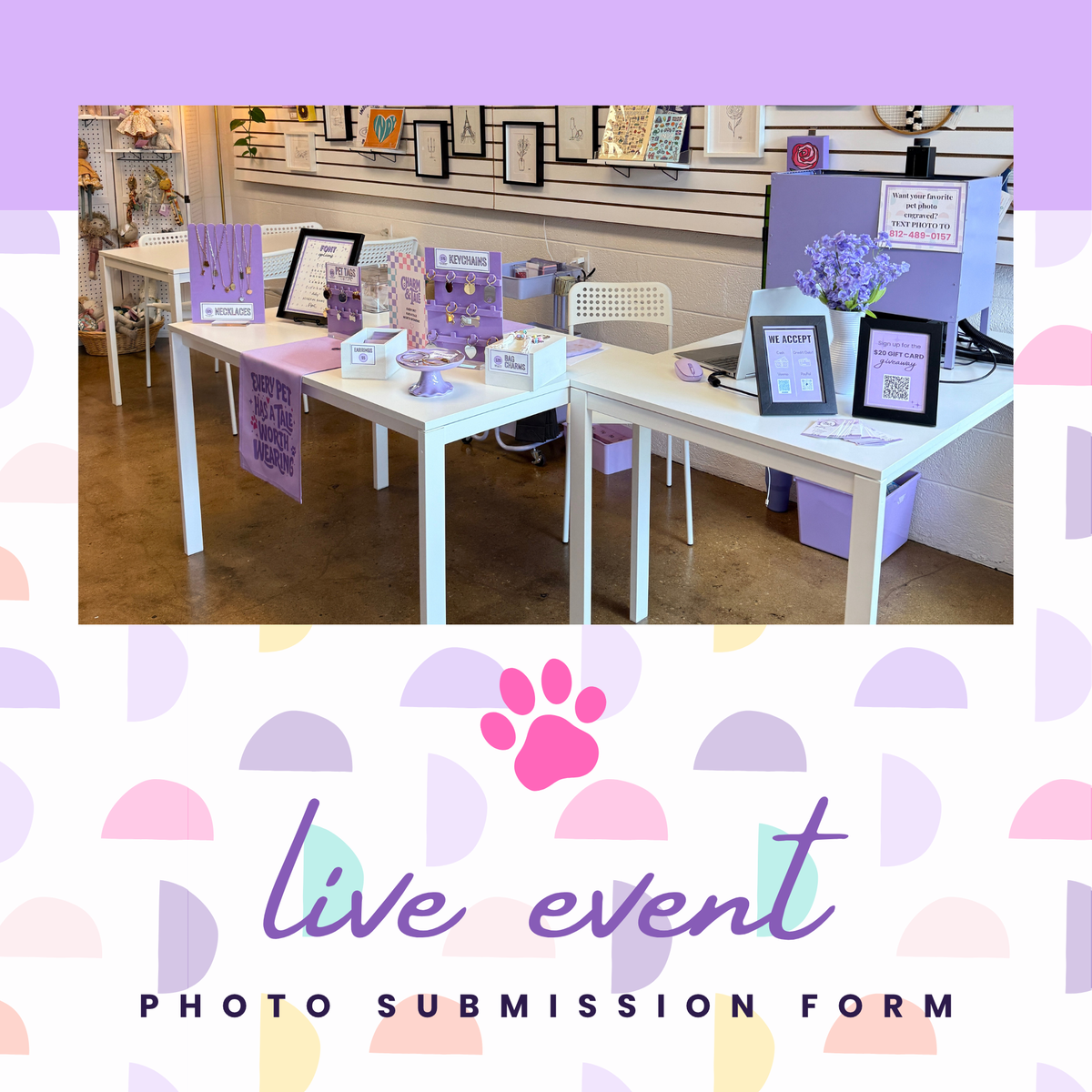 live event photo submission form with image of live booth setup