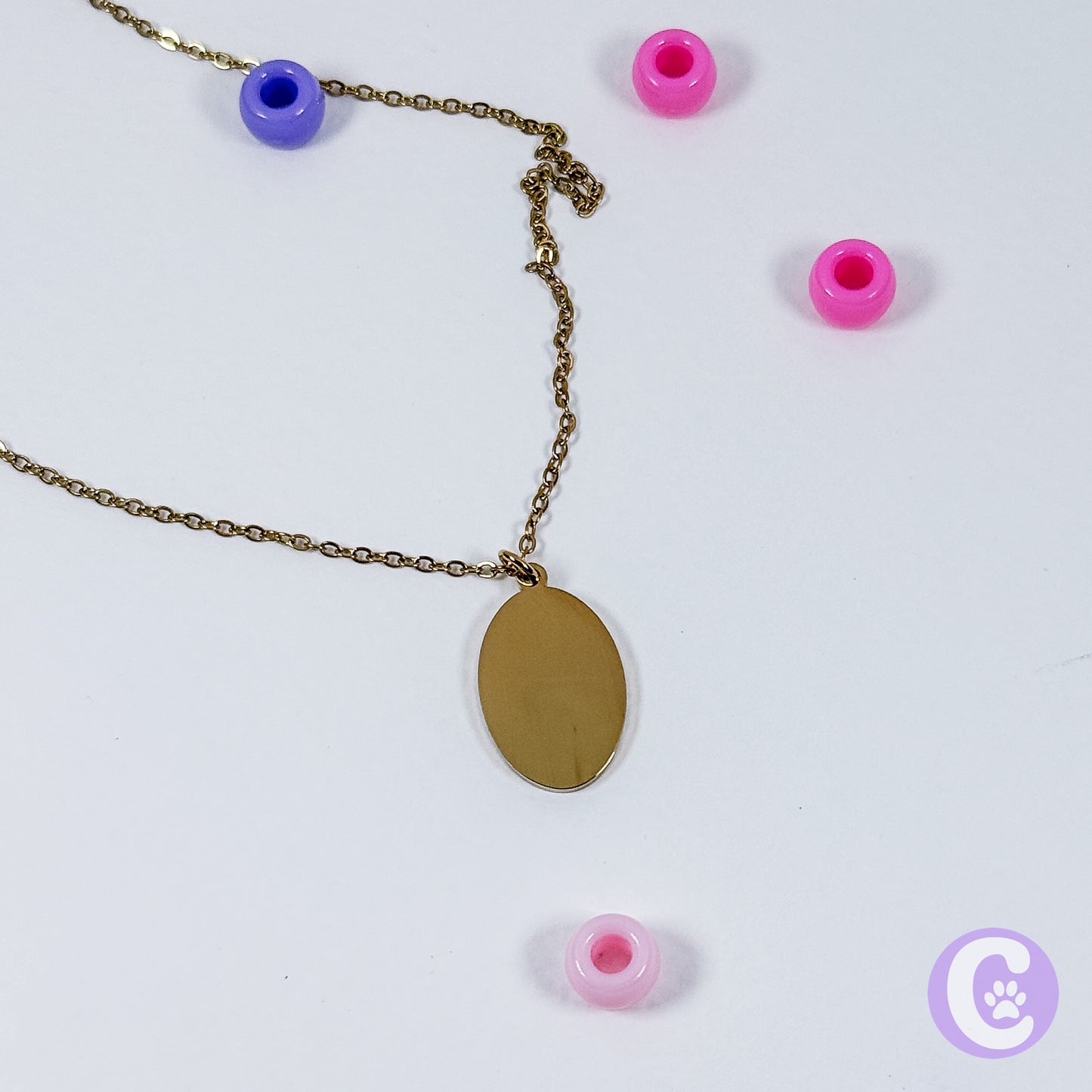 gold oval blank necklace